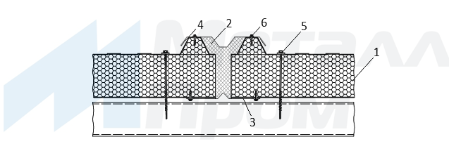 Узел крепления - температурный шов кровельный